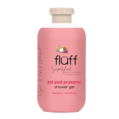 Fluff, Shower Gel, odżywczy żel pod prysznic, Kokos i Malina, 500 ml