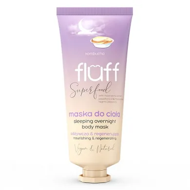 Fluff, Sleeping Overnight Body Mask, odżywczo-regenerująca maska do ciała, Kombucha, 150 ml