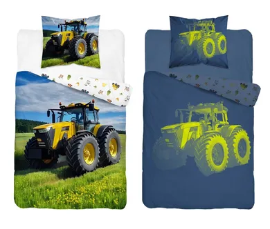 Fluo, komplet pościeli młodzieżowej, 160-200 cm + 70-80 cm, traktor
