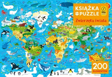 Foksal, zwierzęta świata, książeczka, puzzle 200 elementów