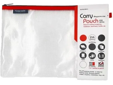 Foldermate, saszetka na zamek, A4, Mesh Eva, czerwona, 35-24 cm, 1 szt.