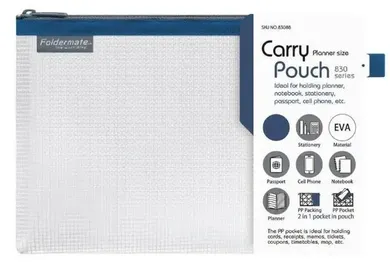 Foldermate, saszetka na zamek, Mesh Eva, niebieska, 24-17 cm, 1 szt.