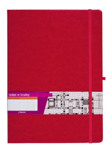 Formalizm, notes A4 z gumką, w kratkę, czerwony, 1 szt.