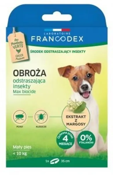 Francodex, obroża odstraszająca insekty dla psów do 10 kg, 35 cm