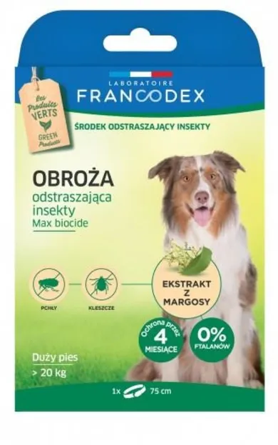 Francodex, obroża odstraszająca insekty dla psów powyżej 20 kg, 75 cm