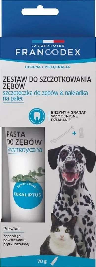 Francodex, zestaw szczoteczka i pasta enzymatyczna do czyszczenia zębów