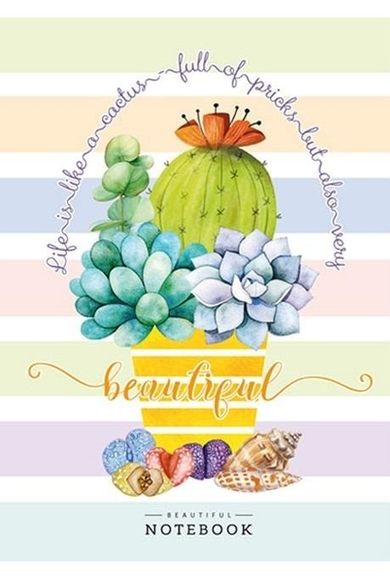 Fresh, notatnik ozdobny, 64 kartki, kratka, Kaktus w donicy, 1 szt.