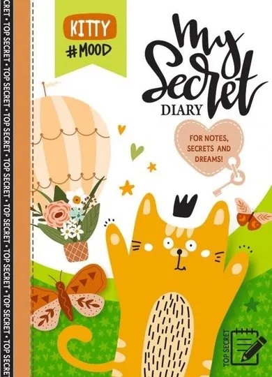 Fresh, pamiętnik, 48 kartek, kratka, brokat Kot