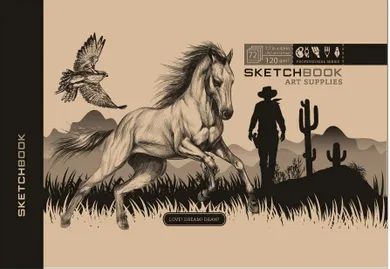 Fresh, szkicownik, 197-124 mm, 72 kartki, 120g, Retro koń