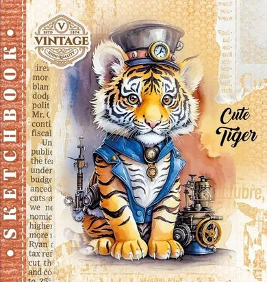 Fresh, szkicownik, 36 kartek, 100g, tygrysek, 200-200 cm