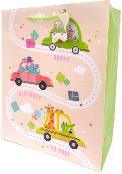 Fresh, torebka prezentowa, matowa, Autka, 26-32-12 cm