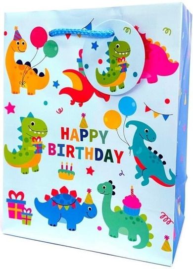 Fresh, torebka prezentowa, matowa, Dinozaury, 18-23-10 cm