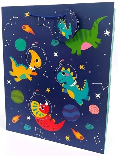 Fresh, torebka prezentowa, matowa, Dinozaury, 26-32-12 cm