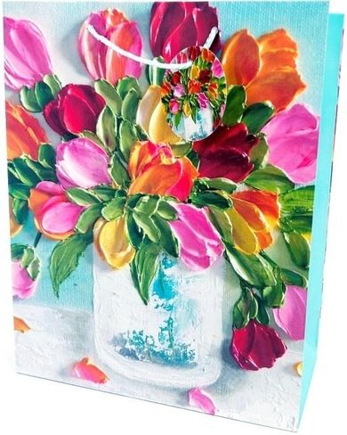 Fresh, torebka prezentowa, matowa, Kwiaty, 26-32-12 cm