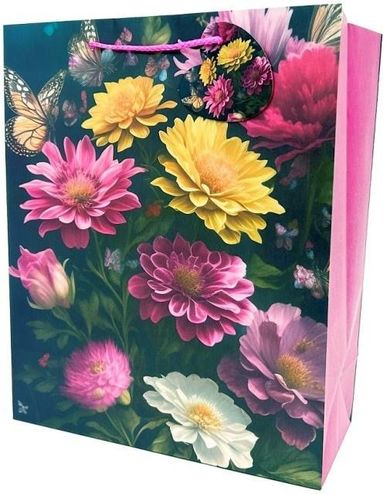 Fresh, torebka prezentowa, matowa, Kwiaty, 26-32-12 cm