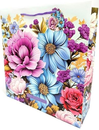 Fresh, torebka prezentowa, matowa, Kwiaty, 35-37-12 cm