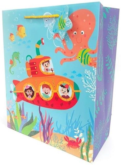 Fresh, torebka prezentowa, matowa, Łódź podwodna, 26-32-12 cm