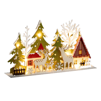 Fééric Lights and Christmas, miasteczko bożonarodzeniowe, scenka świąteczna ze sklejki