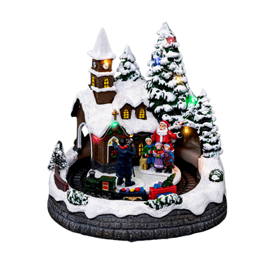 Fééric Lights and Christmas, szopka bożonarodzeniowa, kościółek, z oświetleniem led