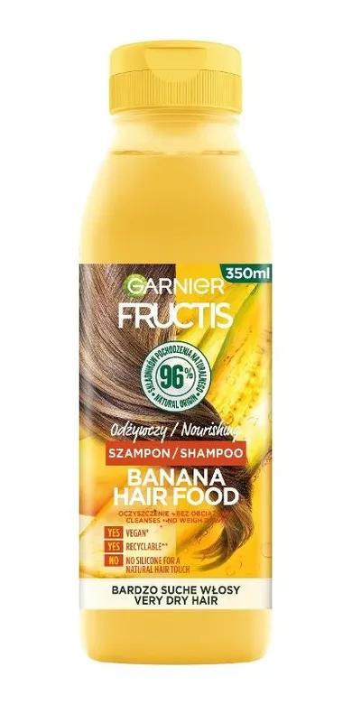 Fructis, Hair Food, Banana, szampon odżywczy do włosów bardzo suchych, 350 ml