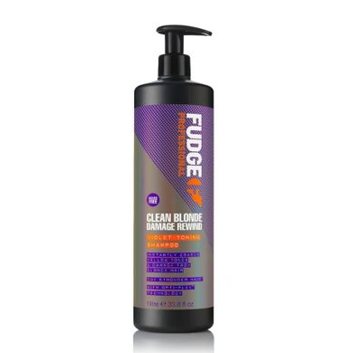 Fudge, Clean Blonde Damage Rewind Violet-Toning Shampoo, szampon regenerujący i tonujący, włosy blond, 1000 ml