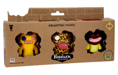 Fuggler, Indecisive Monster Yellow, Oogah Boogah Leopard, Grin Grin Brown, figurki kolekcjonerskie, 3 szt.