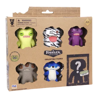Fuggler, Munch Munch Green, Oogah Boogah Zebra, Squidge Purple, Annoyed Alien Brown, Suspicious Fox Blue, figurki kolekcjonerskie, 6 szt.