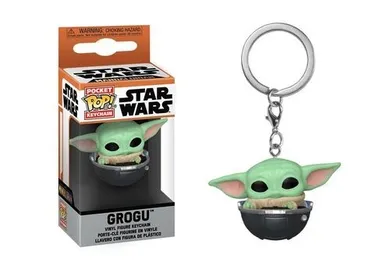 Funko Pop! Keychain: Star Wars, Mandalorian Grogu w unoszącym się wózku, brelok z figurką