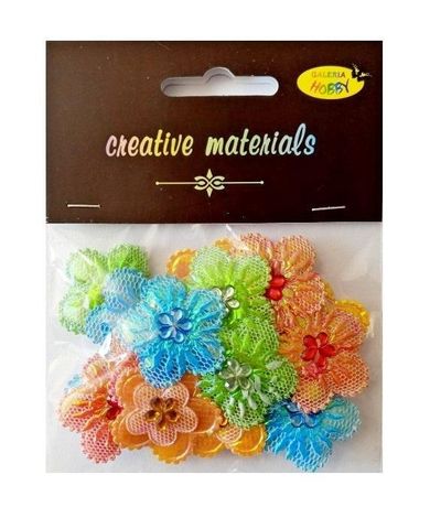 Galeria Hobby, aplikacje materiałowe, kwiatki z kryształ, 3,2 cm, 20 szt.