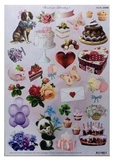 Galeria Hobby, arkusz do techniki 3D sztancowany, urodziny