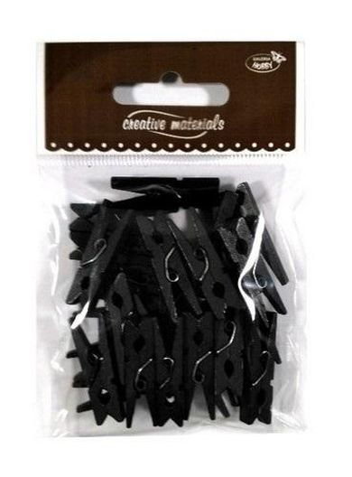 Galeria Hobby, klamerki drewniane, czarne, 30 mm, 25 szt.