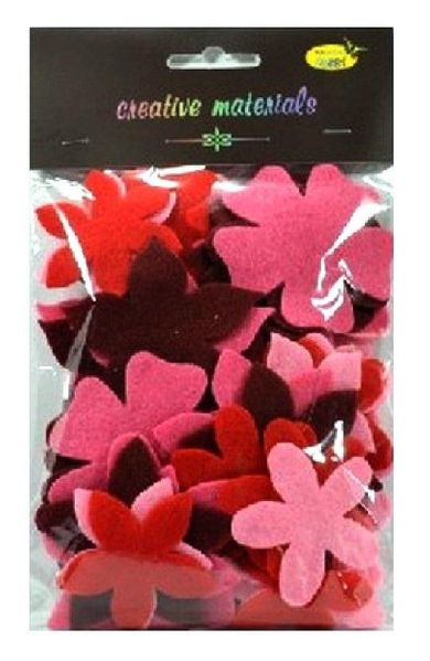 Galeria Hobby, kwiatki z filcu, czerwienie i róże, 60 szt.