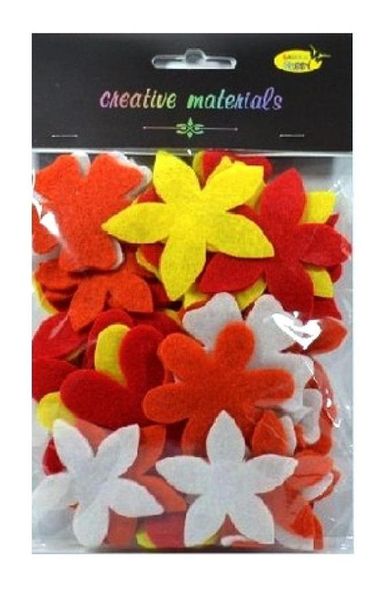 Galeria Hobby, kwiatki z filcu, tonacja ciepła, 60 szt.