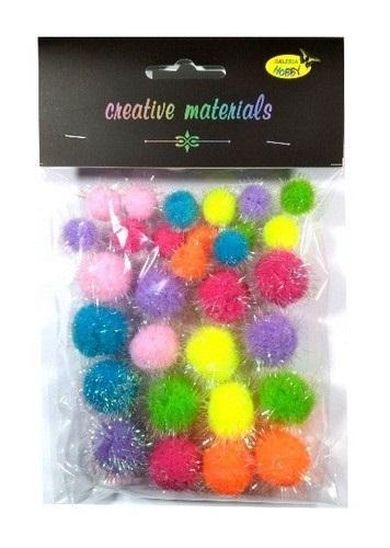 Galeria Hobby, pompony glitter, wiosenne, 15-25 mm, 30 szt.