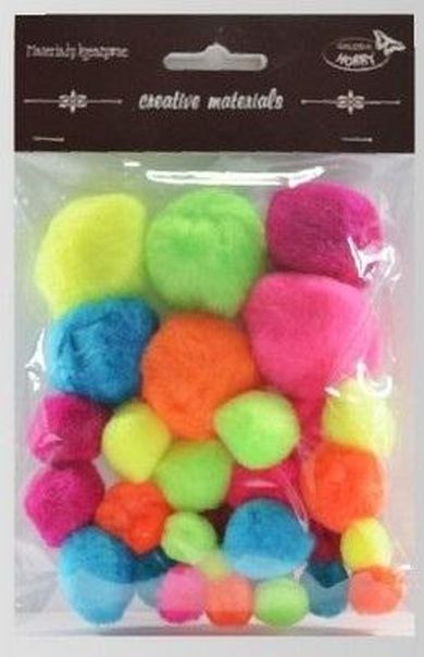 Galeria Hobby, pompony, intensywne kolory, 15 mm-40 mm, 30 szt.
