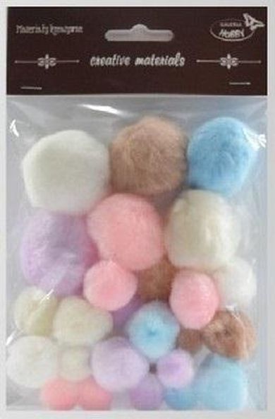 Galeria Hobby, pompony, pastelowe, 15 mm-40 mm, 30 szt.