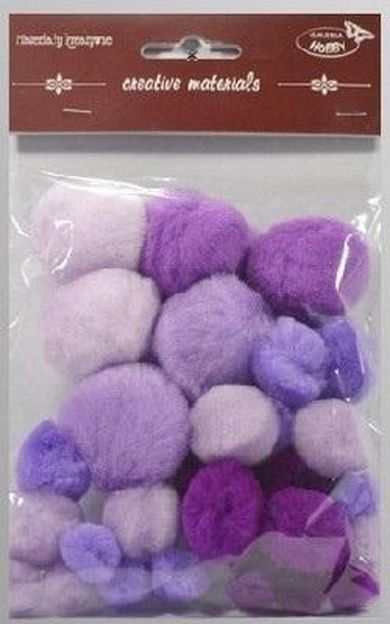 Galeria Hobby, pompony tonacyjne fioletowe, 15-40 mm, 30 szt.