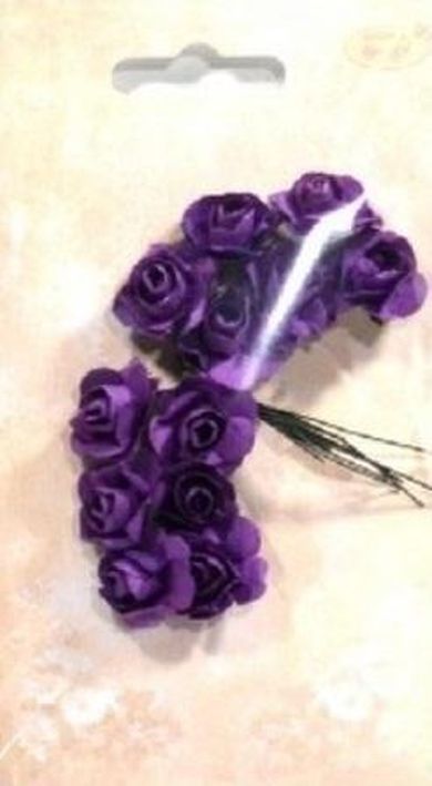 Galeria Hobby, różyczki papierowe, ciemnofioletowe, 12 szt.