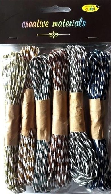 Galeria Hobby, sznurki papierowe duo, 6 kolorów