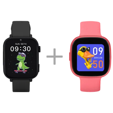 Garett, zestaw smartwatchy: Kids Nice Pro 4G, czarny + Kids Fit, różowy