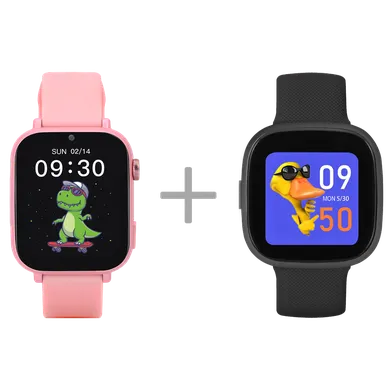 Garett, zestaw smartwatchy: Kids Nice Pro 4G, różowy + Kids Fit, czarny