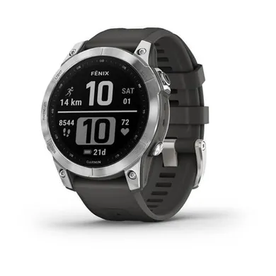 Garmin, zegarek Fenix, 7 Standard Edition, 47 Mm Silver, Graphite Band