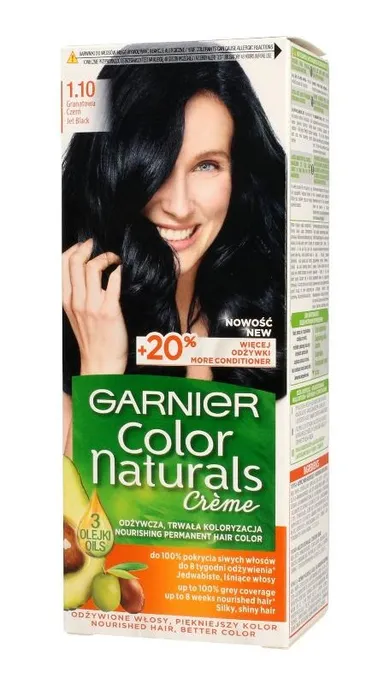Garnier, Color Naturals, krem koloryzujący, nr 1.10 granatowa czerń