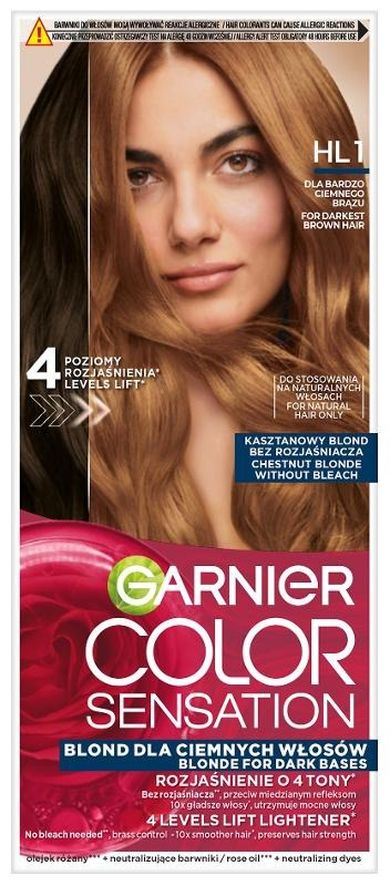 Garnier, Color Sensation, krem koloryzujący, nr hl1 - kasztanowy blond
