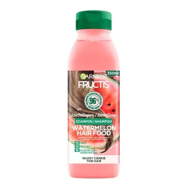Garnier, Fructis Watermelon Hair Food Shampoo, rewitalizujący szampon do włosów cienkich, 350 ml