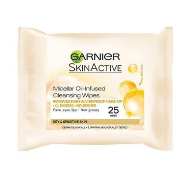 Garnier, Skin Naturals, chusteczki micelarne do demakijażu z olejkiem arganowym, 25 szt.