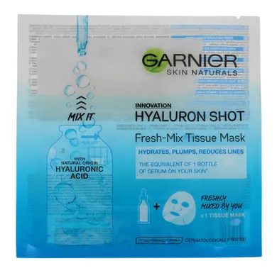 Garnier, Skin Naturals, Tissue Mask, Hyaluron Shot, maska na tkaninie, 33g