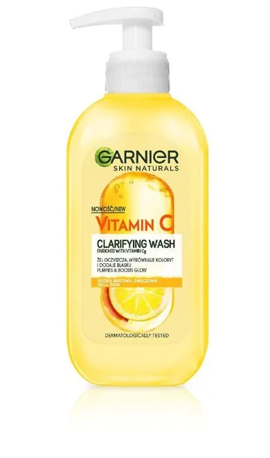 Garnier Skin Naturals, Vitamin C, żel oczyszczający witamina Cg i cytrus, do skóry matowej i zmęczonej, 200 ml