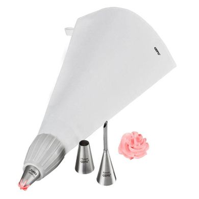 Gefu, rękaw cukierniczy z wymiennymi końcówkami, Decore