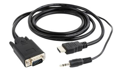 Gembird, konwerter HDMI do VGA, mini jack, 1,8m, czarny